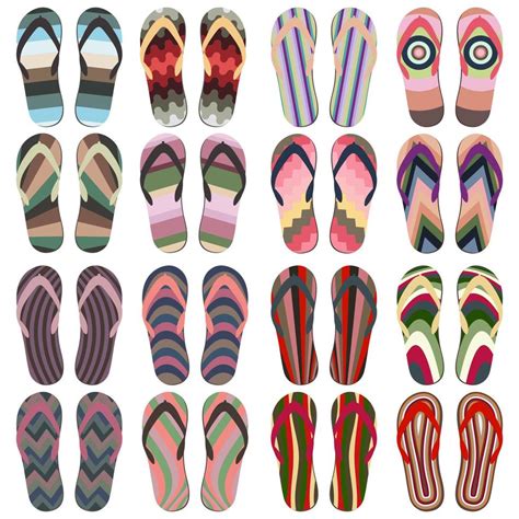 Set Of Beach Slippers Colorful Summer Flip Flops Isolated On White Background 21941697 Vector