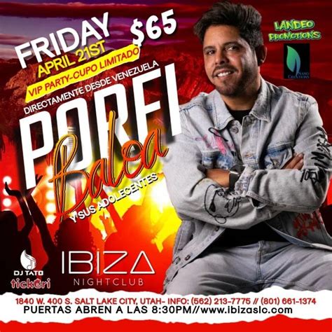 Vip Event Porfi Baloa Y Sus Adolescentes Tickets Boletos At Ibyza