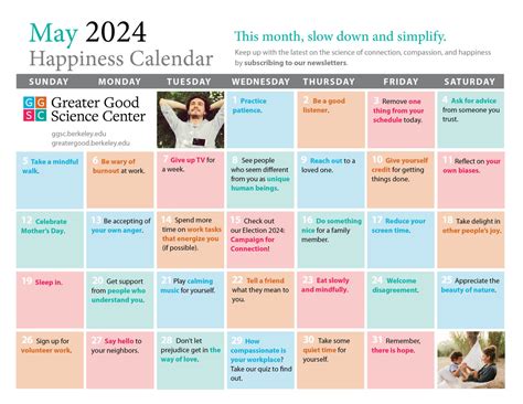 Your Happiness Calendar for May 2024