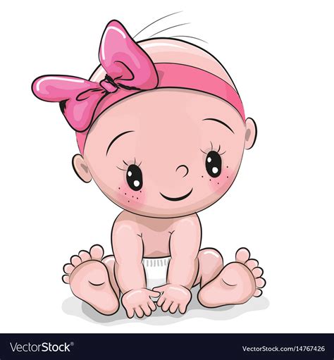 Cute cartoon baby girl Royalty Free Vector Image