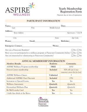 Fillable Online Yearly Membership Registration Form Fax Email Print