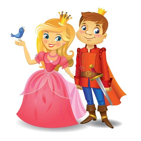 Schöne Prinzessin Und Prinz Vektor Abbildung Illustration von