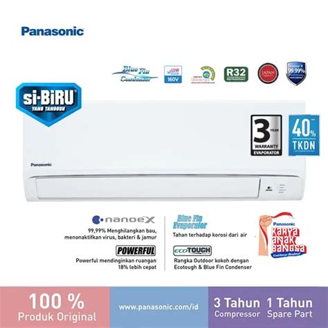 Panasonic AC Wall Mounted Split Deluxe Standard Non Inverter Si Biru