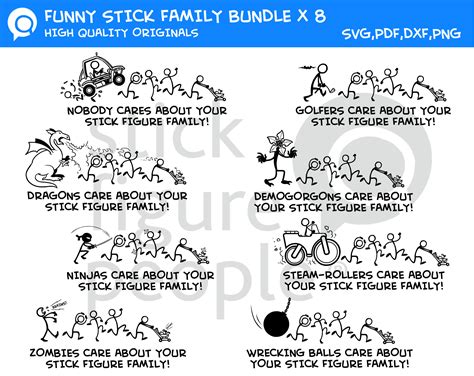 Funny Stick Figure People Family Car Decal Bundle Pack Cut/Cricut Archivos e imprimibles Svg ...