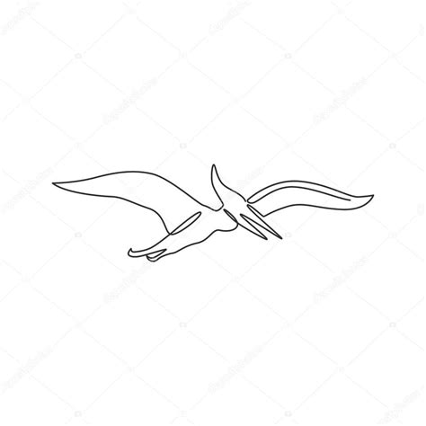 Dibujo de una sola línea de pterodáctilo volador para la identidad del