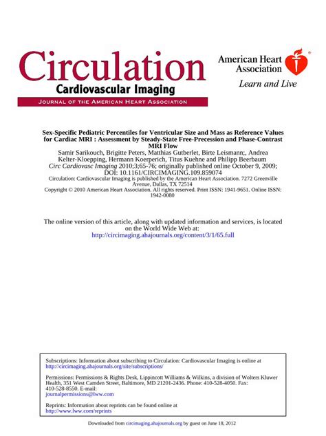 Pdf Sex Specific Pediatric Percentiles For Ventricular Are Faster And Provide Improved