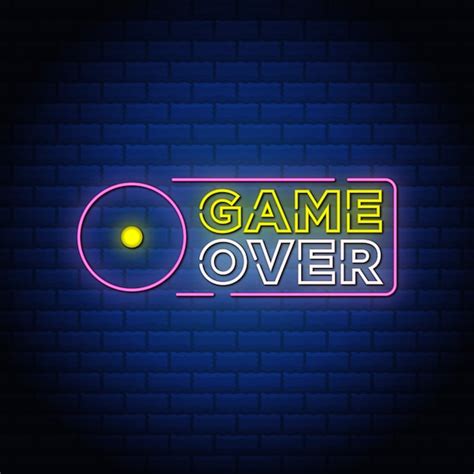 Premium Vector Game Over Neon Signs Style Text Design In Blue Wall