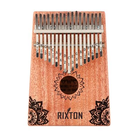 Rixton Kalimba 17 Key Thumb Piano With Tuning Hammer Portable Mahogany