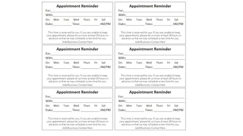 Editable Appointment Reminder Card Template Diy Editable Cards