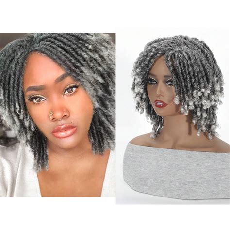 Amazon Short Dreadlock Wigs For Women And Men Ombre Silver Gray