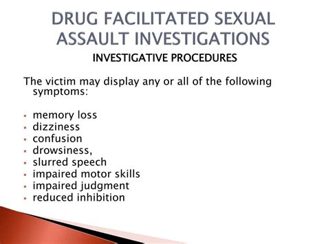 Ppt Drug Facilitated Sexual Assault Investigations Powerpoint