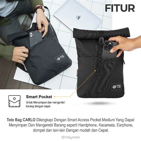 Jual Heylook Official Tote Bag Carlo Semi Waterproof Multifungsi Tas