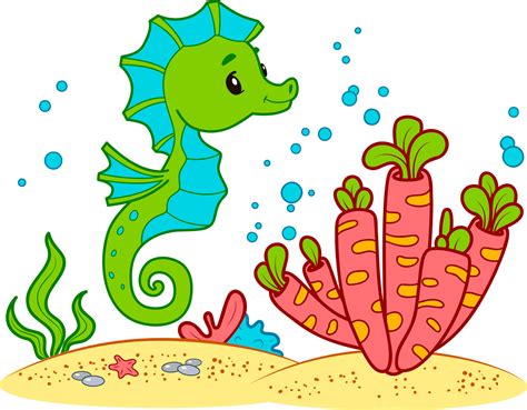 Cute Sea Horse Cartoon Seahorse Clipart 8723284 Vector Art At Vecteezy