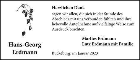 Traueranzeigen Von Hans Georg Erdmann Trauer Anzeigen De