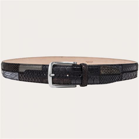 Patchwork Python Belt In Shades Of Black