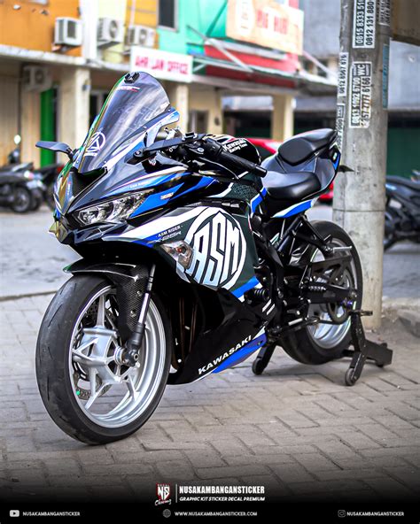 Decal Stiker Motor Kawasaki Zx R Hitam Biru Fullbody Nusakambangan