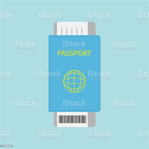 Passport And Air Boarding Pass Ticket Icon With Barcode Isolated Blue Background Travel And