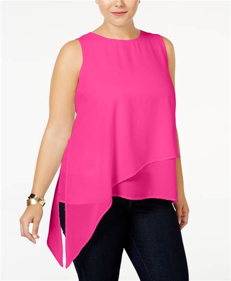 Monteau Plus Size Asymmetrical Layered Top Trendy Plus Size Plus