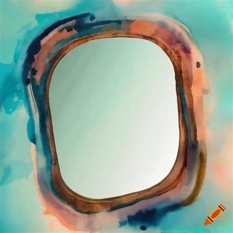 Serene Abstract Painting Of Vintage Mirrors With Watercolor Strokes On