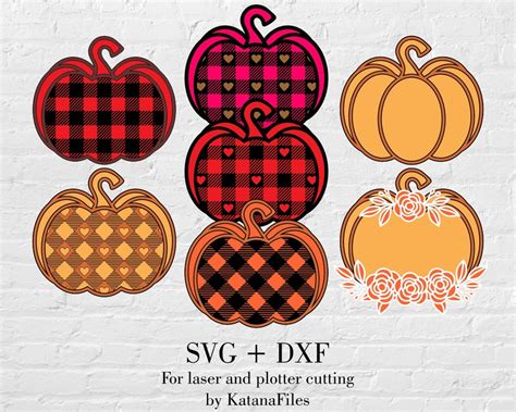 Buffalo Plaid Pumpkin Svg And Dxf Cut Files With Eight Etsy