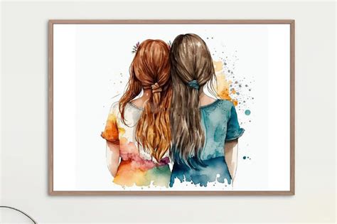 Best Girl Friends Watercolor Painting Graphic By Radha Rani · Creative