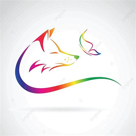 Fox And Butterfly Depicted In Vector Art Against A White Backdrop