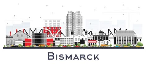 Premium Vector | Bismarck North Dakota City Skyline with Color ...