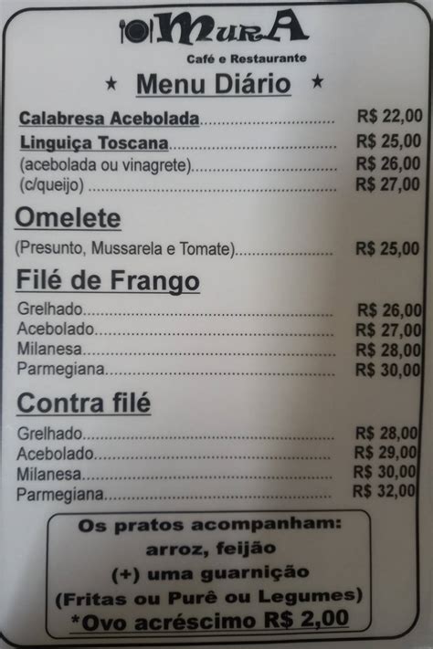 Menu at Restaurante Mura São Paulo