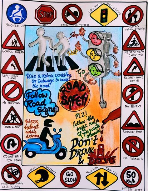 Poster on road safety 👮🚦 | Entry signs, Satirical illustrations, Poster on