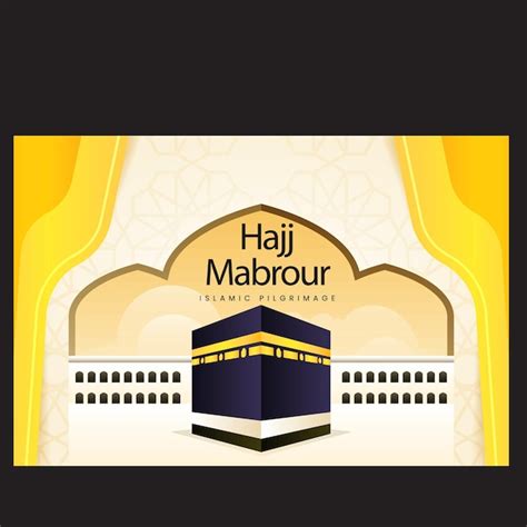 Premium Vector Hajj Mabrour Background With Kaaba And Golden Mosque