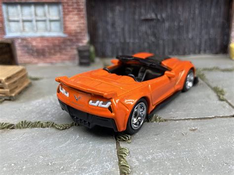 Custom Hot Wheels 2019 Corvette Zr1 Convertible In Orange With America Muncle Mikes