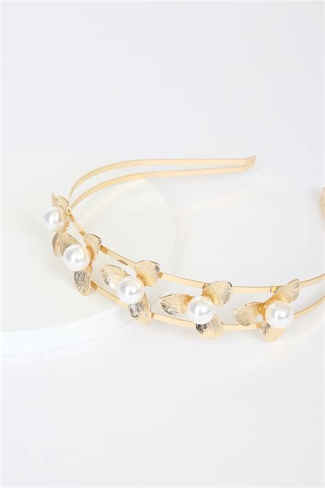 Gold Headband Pearl Headband Leaf Headband Hair Bands Lulus