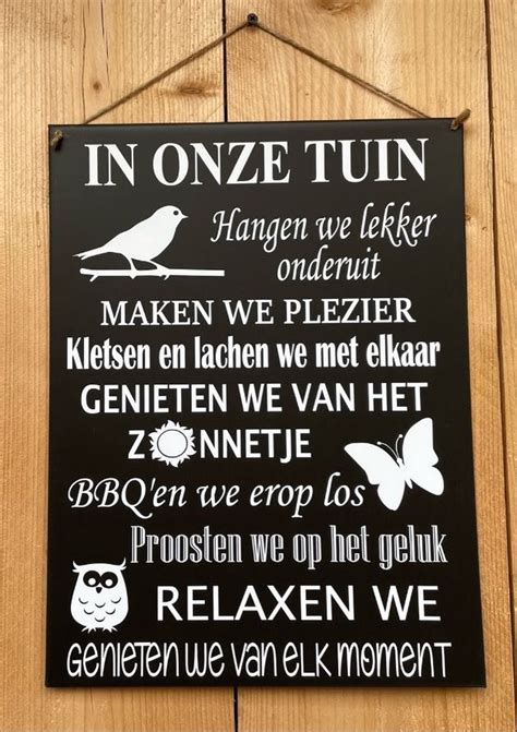 Zinken Tekstbord In Onze Tuin Antraciet 30x40 Cm Tuin