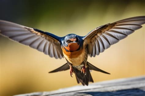 Premium Photo | A barn swallow flying wings spread