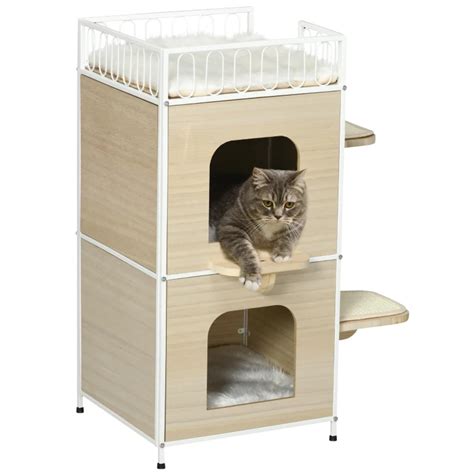 Pawhut Casa Para Gatos De N Veis Arranhadores Almofadas