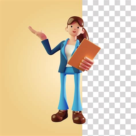 Premium Psd Businesswoman Holding Tablet 3d Illustration