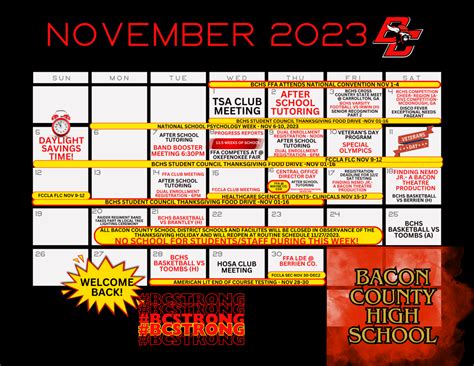 Bacon County High School November Events Bacon County School District