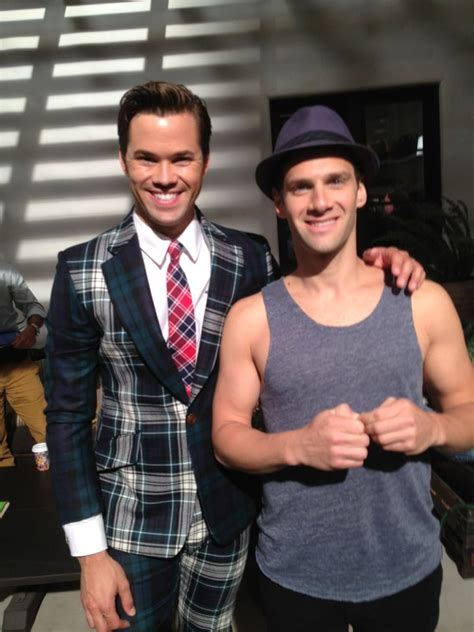 Andrew Rannells and Justin Bartha posed together on the set of The | Celebrity Social Media ...