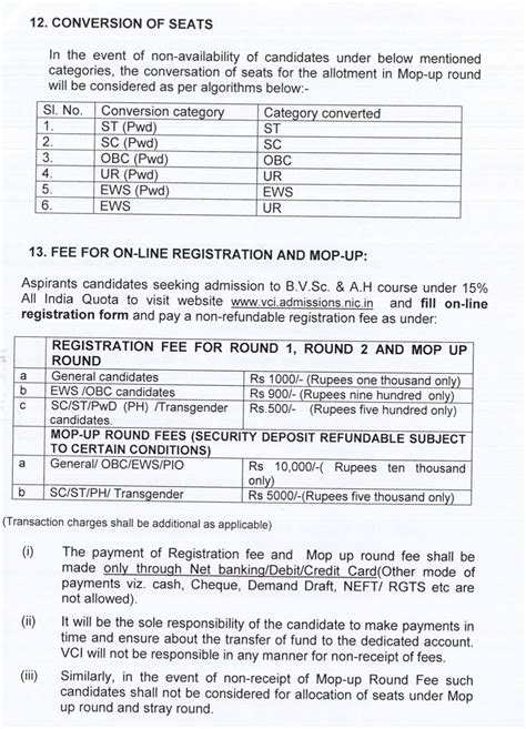 Vci Veterinary Bvsc Andah 15 Alq Counseling 2022 23 Important Dates