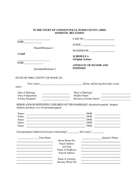 Fillable Online Clerkofcourt Co Wood Oh Uniform Domestic Relations Form