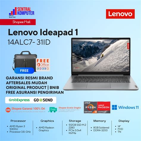 Jual Lenovo Ideapad 1 14alc7 31id Ryzen 3 5300u 8gb 512gb Ssd Win 11