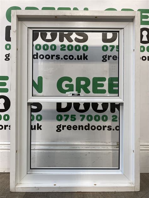 Aluminium White Box Sash Or Serving Hatch Window Green Doors