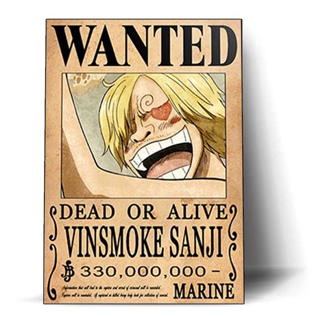 Placa Quadro mdf One Piece Cartaz de Procurado Sanji em Promoção na