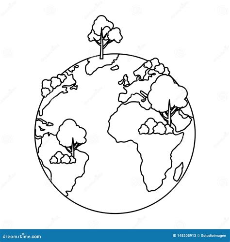 Terra Do Planeta Do Mundo Planta Da rvore Ilustração do Vetor