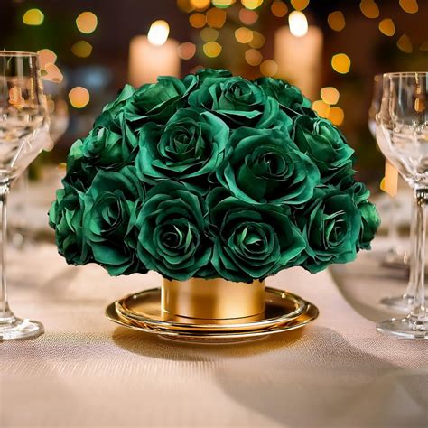 EMERALD GREEN Centerpiece Bouquet Home Decor Artificial Flowers Rose