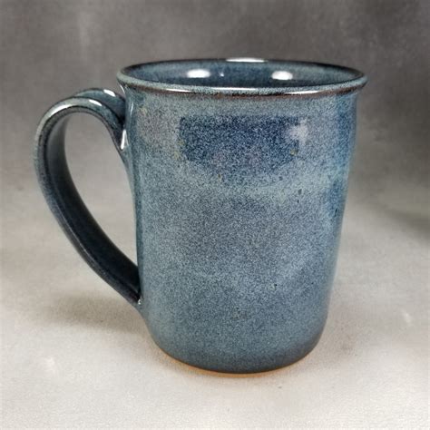 Large Coffee Mug Pottery Coffee Mug Ounce Blue Ceramic Etsy