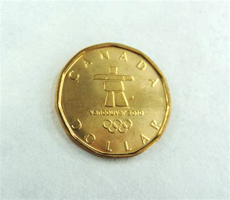 2010 1 One Dollar Coin Canada Loonie Vancouver 2010 Olympics Inukshuk