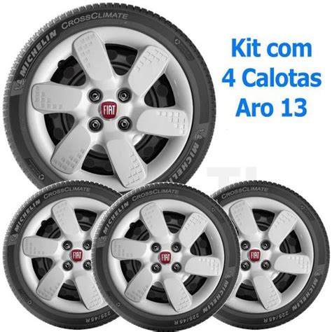 Kit 4 Calota Fiat Uno Mille Palio Siena Aro 13 Emblema 095Cb Grid