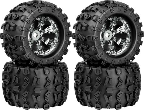 Amazon HobbyPark Pre Glued 17mm Hex RC Truck Tires And Chrome