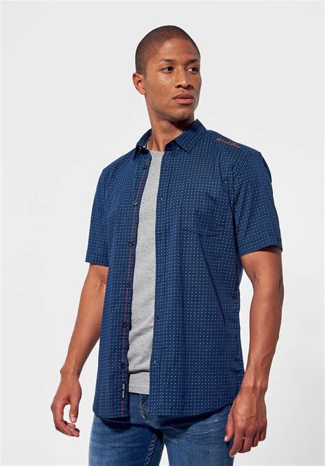 Chemise R Gular Bleue Homme Imprim E All Over Pois Prank Kaporal